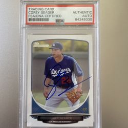 Autographed 2012 Bowman Topps Corey Seager PSA/DNA Certified Baseball Card #TP42