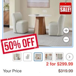 Costco In-Box Blair Fabric Armless Dining Chairs with Casters