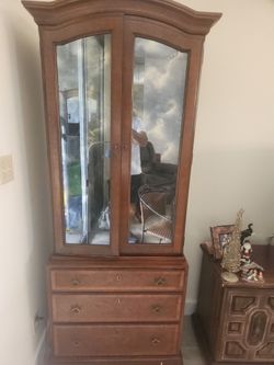 2 Classic Wood China / Storage Cabinets. Thin Profile Super Shape!!!