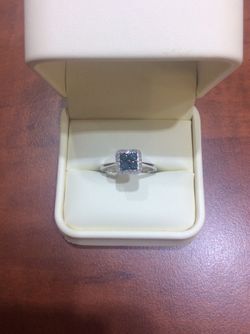 White Gold Blue & White Diamond Ring Brand New