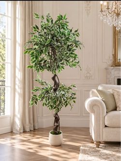 5.25 FT Faux Ficus Tree with White Pot – Brand New – $65