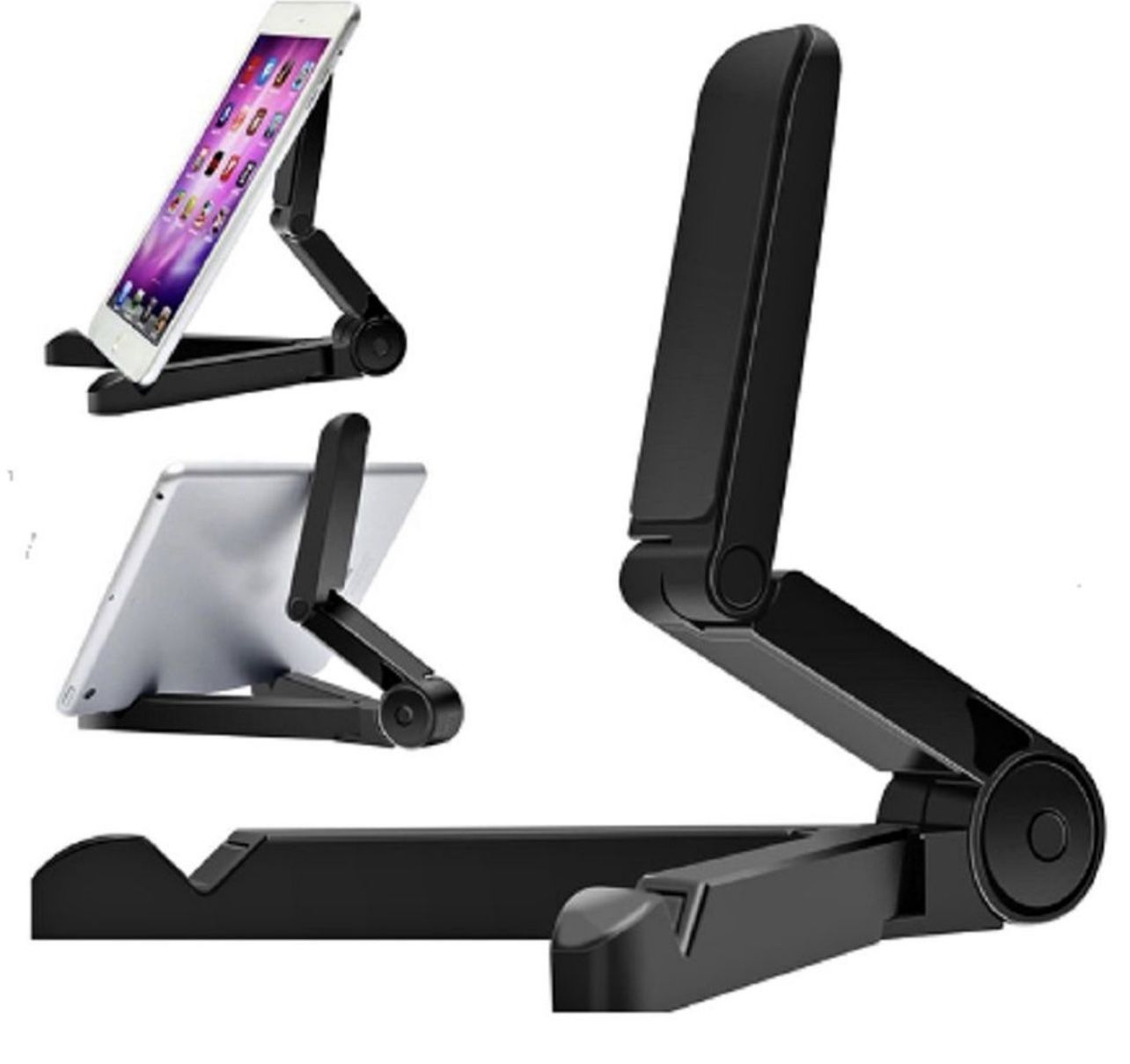 Phone Holder Foldable Desk Stand Multi-Angle Mount For Smart Phone Black