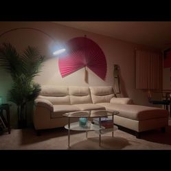 Beige/Cream Leather Couch