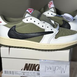 Brand New Nike Air Jordan 1 Low Travis Scott Medium Olive Size 6