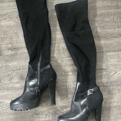 GUESS Knew High Black Boots 