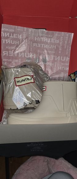 Hunter Play Short Rain Boots White/Cream Size 9