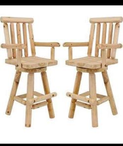 New Assembled Rustic Outdoor Barstool Log Cabin Style Bar Height Stool Unfinished Wood Construction