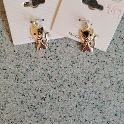 Cat Pendants With Red Stones