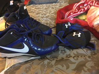 Girls cleats and batting gloves