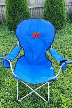 Blue Folding Camping Chair with Cup Holders