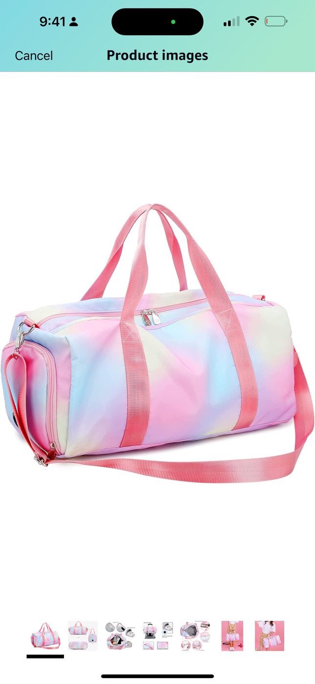 Weekender Duffel Dance Bag For Girls Gym Bag Overnight Travel duffle Bags with Shoe Compartment Wet Pocket Pink