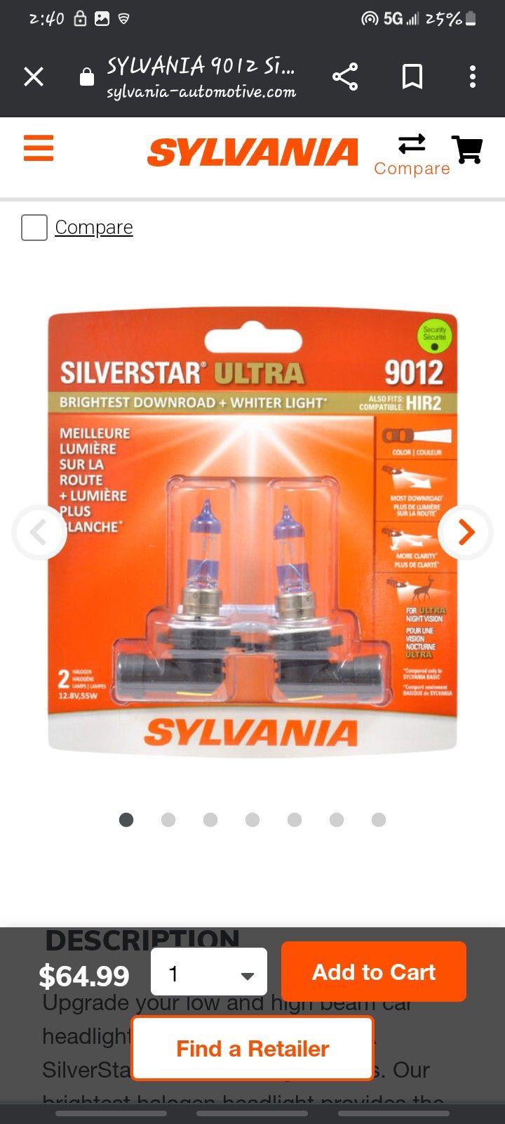 Silverstar Ultra Headlight Fits 9012 And H1R2