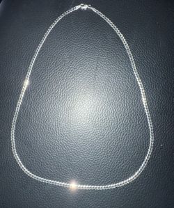 Solid 14K White Gold Cuban Curb Link Chain 24”