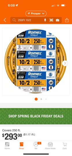 10/2 romex 250ft