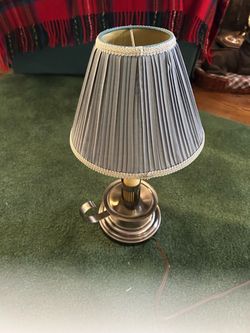 Small Brass Table Lamp with Pleated Shade