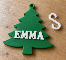 Personalized Christmas Tree Name Ornament, Printed Hook, Custom Tree and Lettering Colors