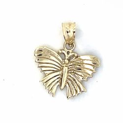 Woman’s Ladies 10k Yellow Gold Butterfly Charm Pendant For Necklace GP3114356