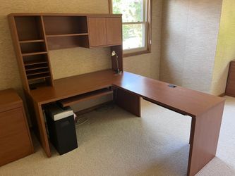 Desk and file cabinets