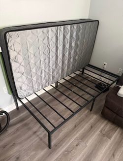 Twin mattress, frame, and foam topper