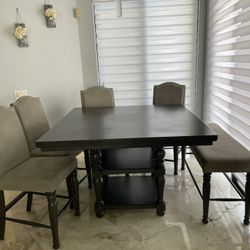 Counter height square dining table for 8