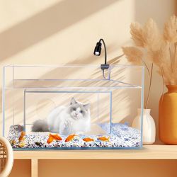 Cat House&Condos Toy Fish Aquarium Tank,Creative Funny Aquariums with Interior Space for Cats to Watch,Small Animals to Play or Rest,8mm Thickness Tou
