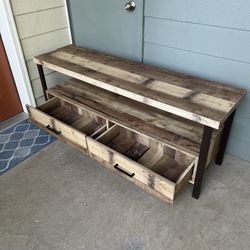 Great Moving Deal Like New Beautiful Wood Entertainment Center With Big Drawers 60” Length 24” Hi 20” Depth 
