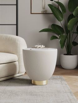 Stone white cream end table