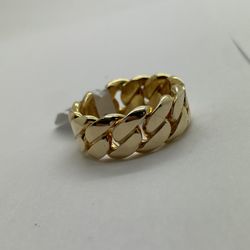 CUBAN RING 10KT YELLOW GOLD, SIZE 13, 10mm, 20.8 GRAMS 