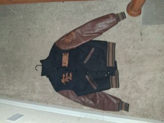 Black and brown Scarface Jacket varsity style