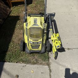 Electric Gardening Tools Lawn Mower, Blower,And Weed Whacker With Battery And Charger