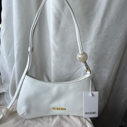 White Tote Zipper Crossbody Bag 