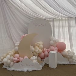 Over The moon Babyshower Backdrop