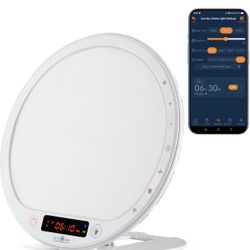 Light Therapy Lamp Sunrise Alarm Clock Wake up lamp 10000 lux UV-Free Sun lamp Bioclock Adjustment APP Control Portable No Built-in Lithium Battery