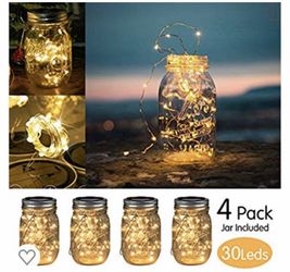 4 jar solar light outdoor patio mason hanging light