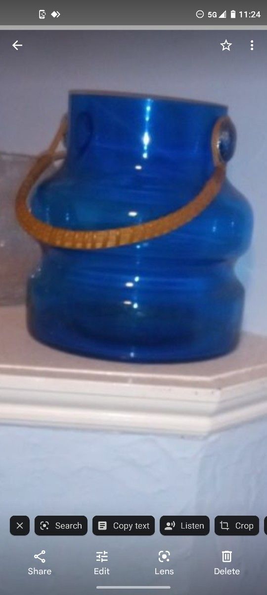 Large Pair Of Turquoise Glass Vases. Large Size