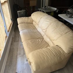 Sofa, Love Seat And Single Chair Plus Large Round Table 