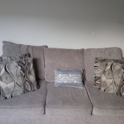 All Grey Couch With Pillows And ALL READY TO GO.