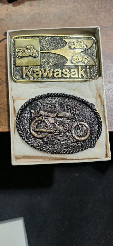 Collectable Kawasaki Belt Buckles From The 70's
