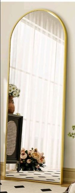 Gold Arched Full-Length Floor Mirror
