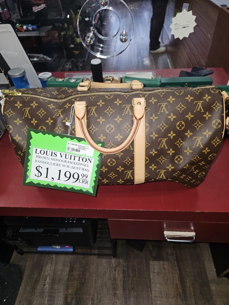 1003 Authenticated Louis Vuitton M41416 Brown Monogram Keepall 50 Bandouliere 005282