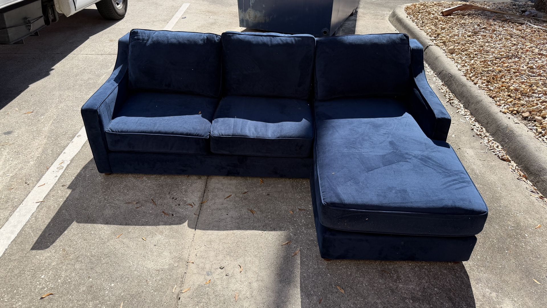Navy Blue Velvet L Shaped Sectional Sofa
