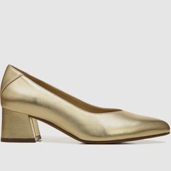 NWOT Naturalizer Malynn block heel pump in metallic gold leather Size 6w
