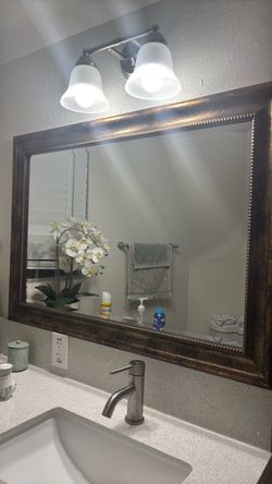 Large Rustic Brown Gold Mirror Espejo