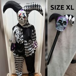 Evil Jester Halloween Costume Set Size XL