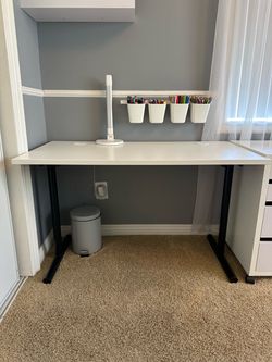 White Desk with Black Metal Legs
