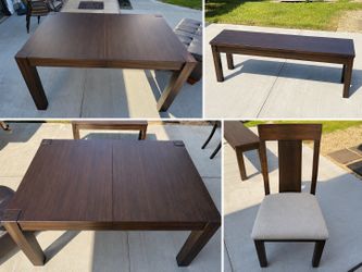 Beautiful  Table farmhouse bench with storage and 4 chair. First come first serve.