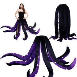 Funtery Women Octopus Costume Halloween Octopus Tentacles Dress Sea Witch Costume for Adults Cartoon Cosplay Party