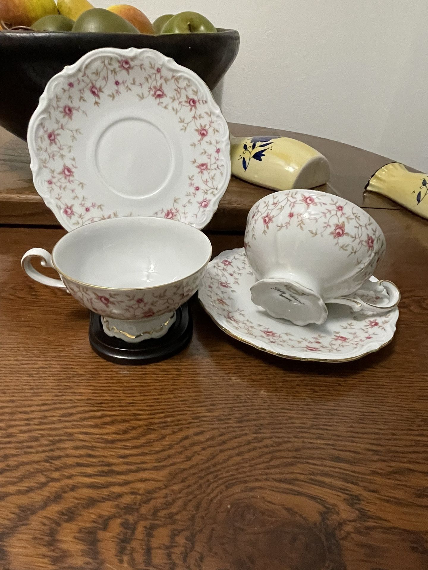 Vintage Antique Set Of 2 Mitterteich Lady Claire Teacup & Saucer Porcelain made by Mittereich German