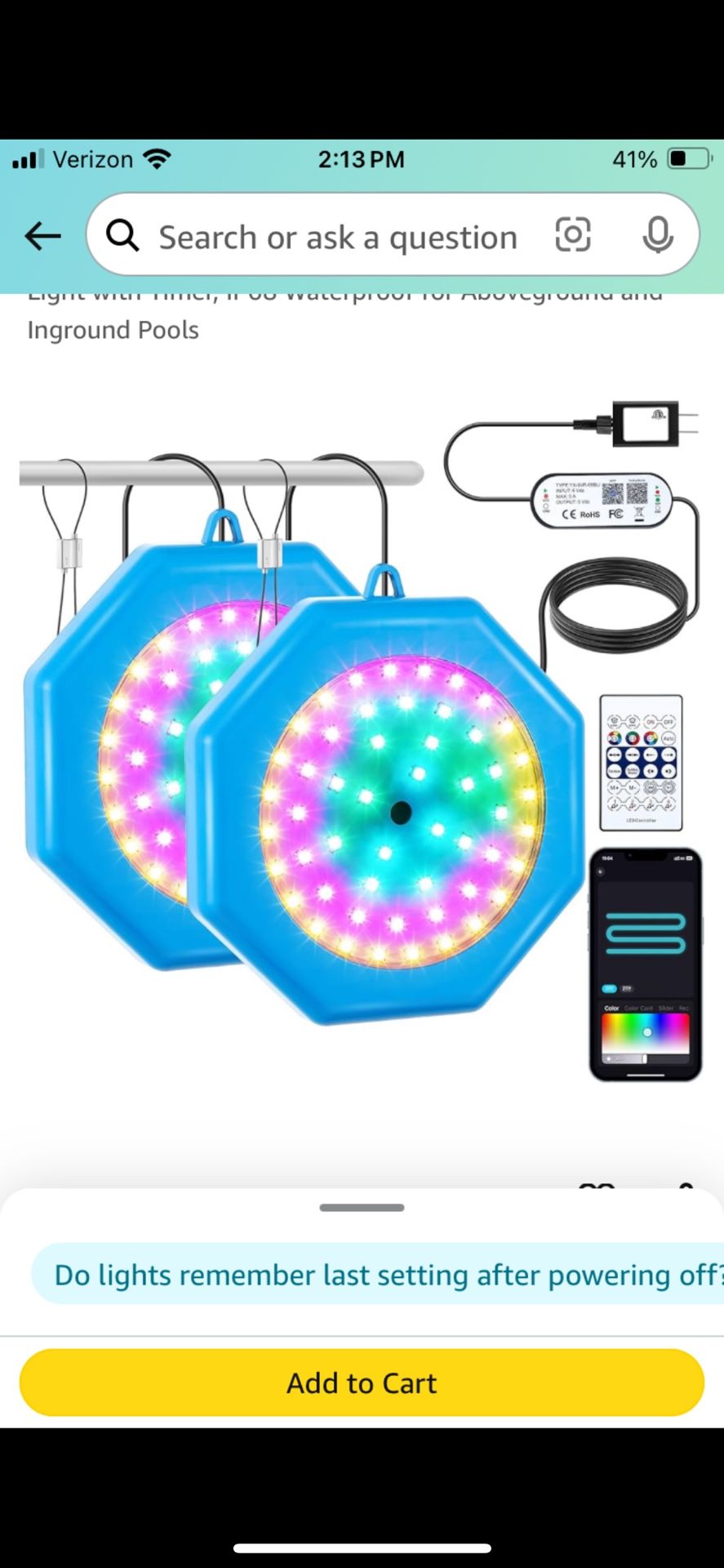 2 Pack LED Pool Lights- Brand New