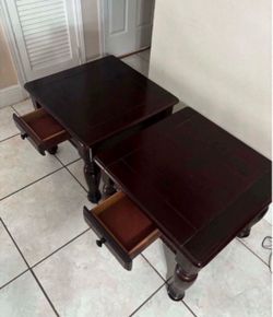 Pair Of Solid Wood End Tables- 24"x24"×20"H